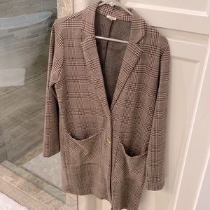 EUC En Crème Long Blazer brown/tan pattern